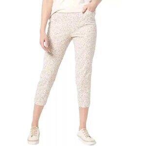 Isaac Mizrahi Live Reg 24/7 Stretch Printed Crop Pant Womens 32 Biscotti Tan NEW